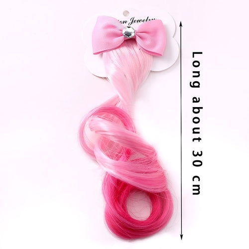 New Girls Lovely Gradient Colorful Wigs Bow