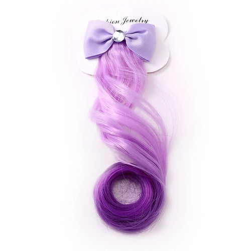 New Girls Lovely Gradient Colorful Wigs Bow