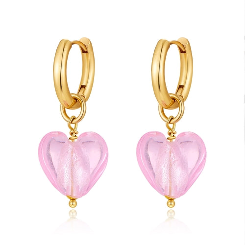 Pink Acrylic Earrings Made in Greece, European Mayol Jewelry